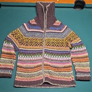 Vintage Artesania Raimi Wool Full Zip Sweater Made In Ecuador 100% Wool Size M